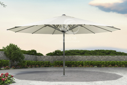 Luxury round hand-cranked central pillar large umbrella